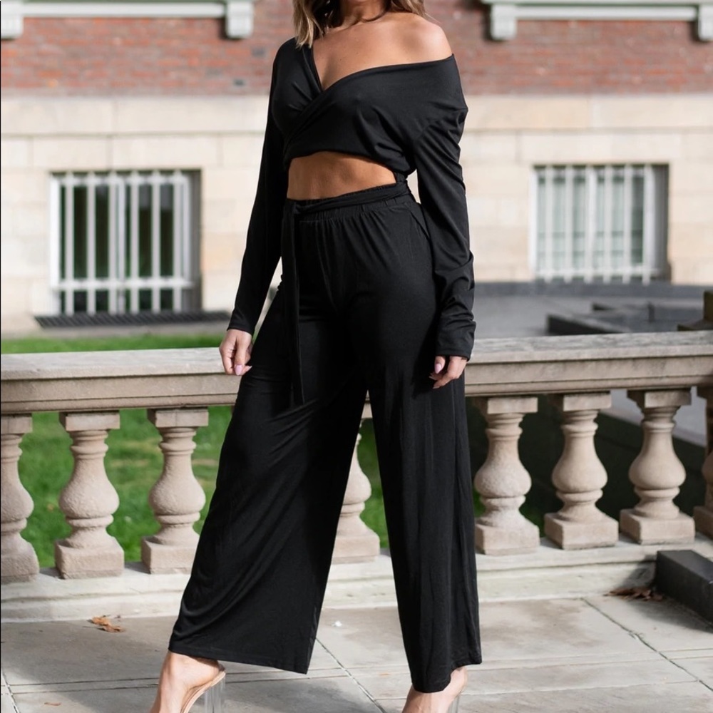 Black Long Sleeved Zafira Multi-Tie Jumpsuit